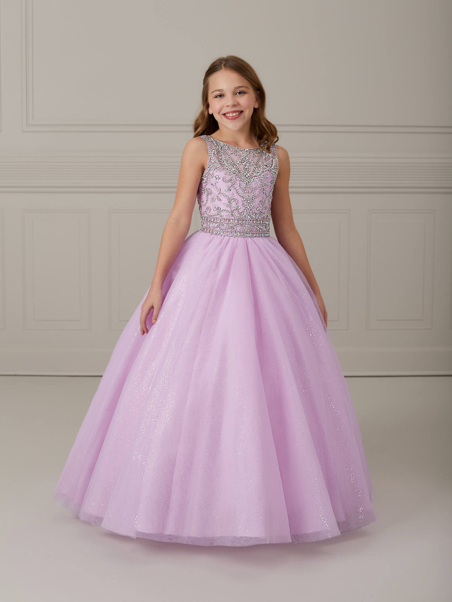 Sleeveless Tulle Hand-Beaded A-Line Dress
