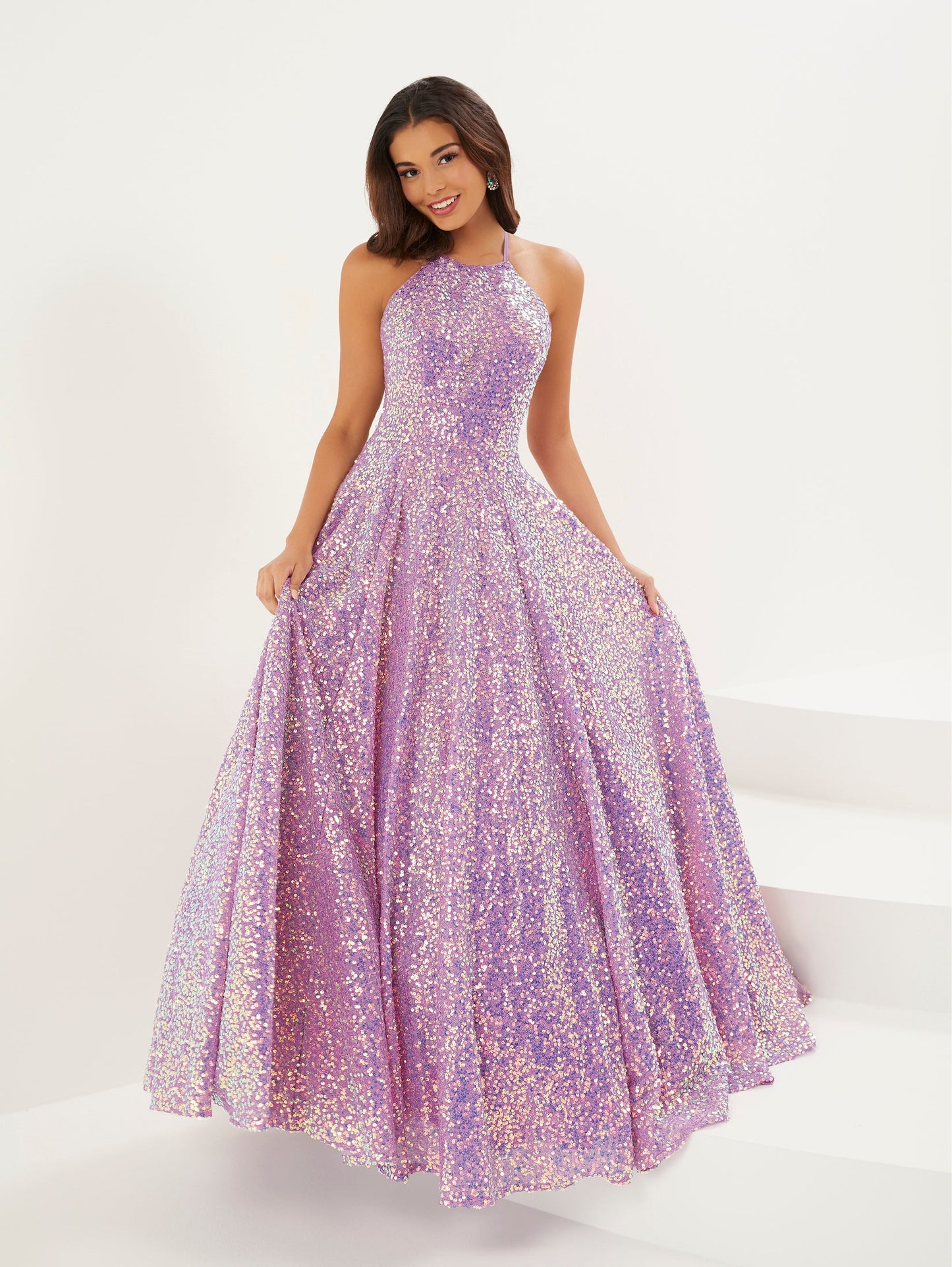 Shimmer Sequin Halter Gown