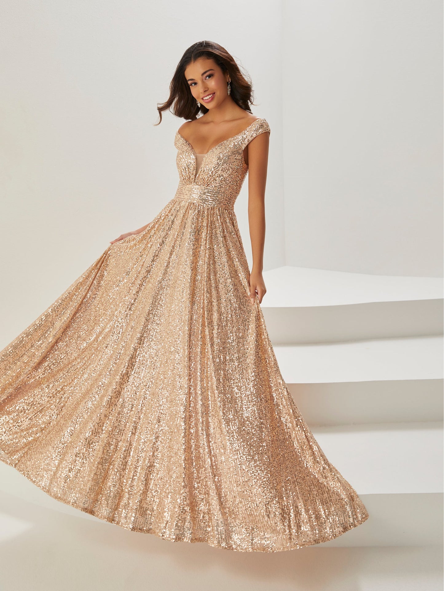 Sequin Off-The-Shoulder Gown