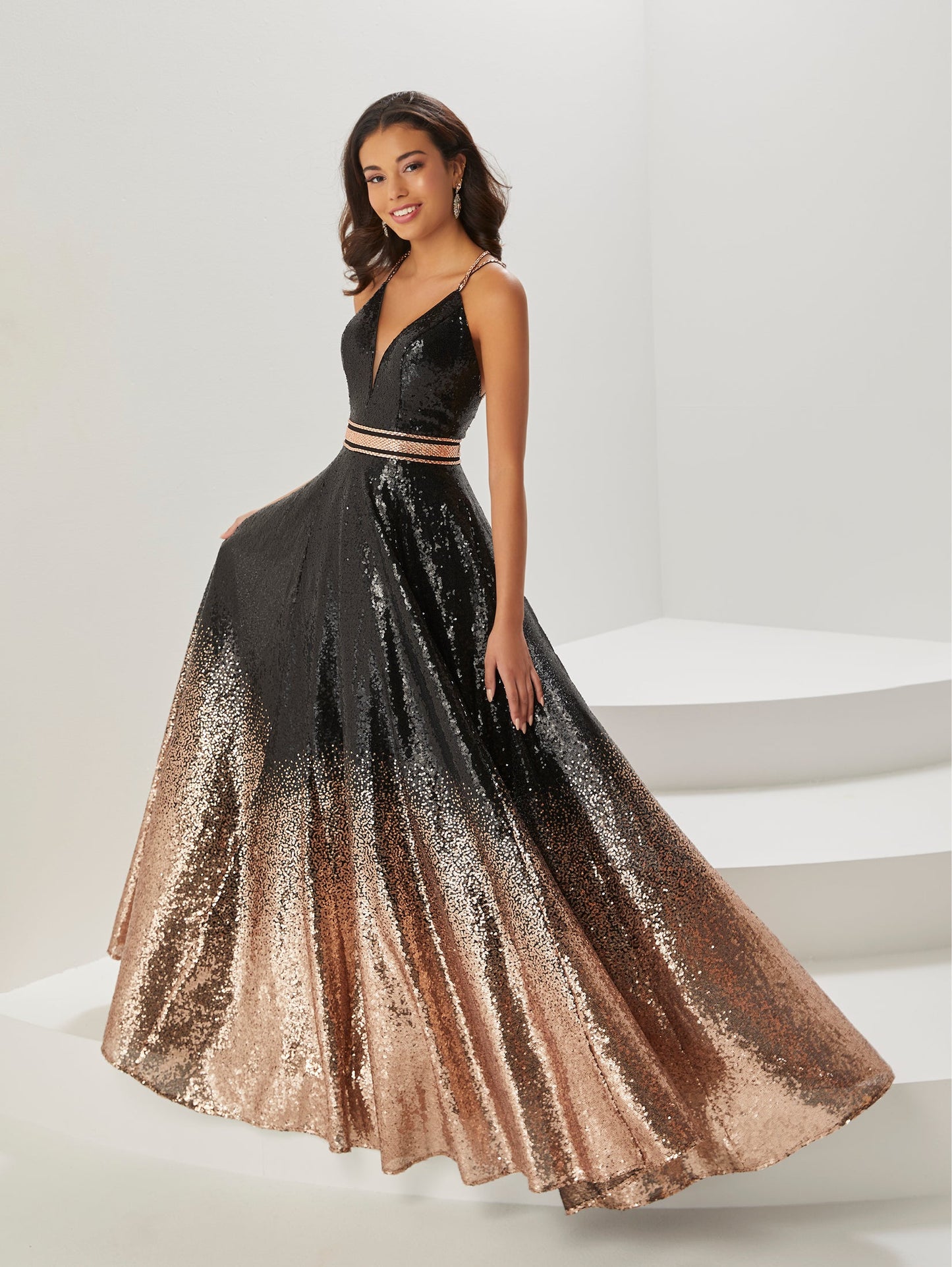 Ombre Sequin A-Line Gown