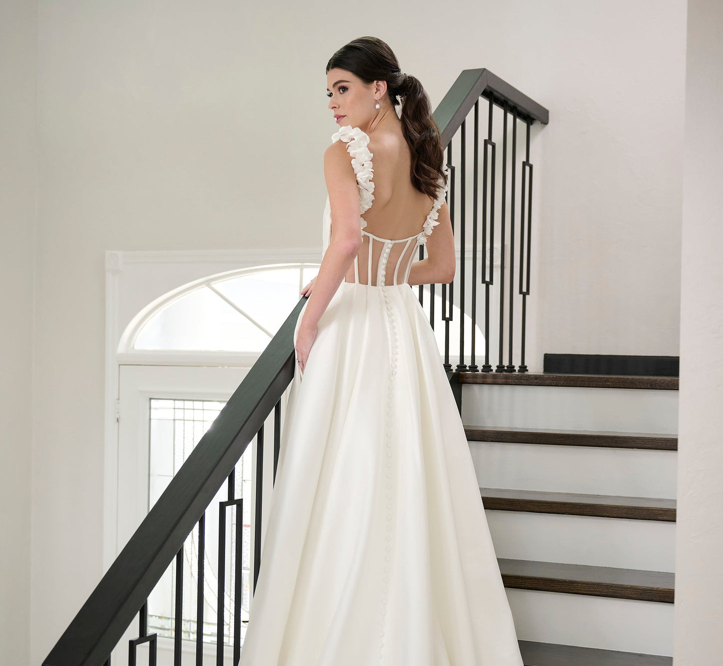 Stretch Mikado Gown In Ivory Nude