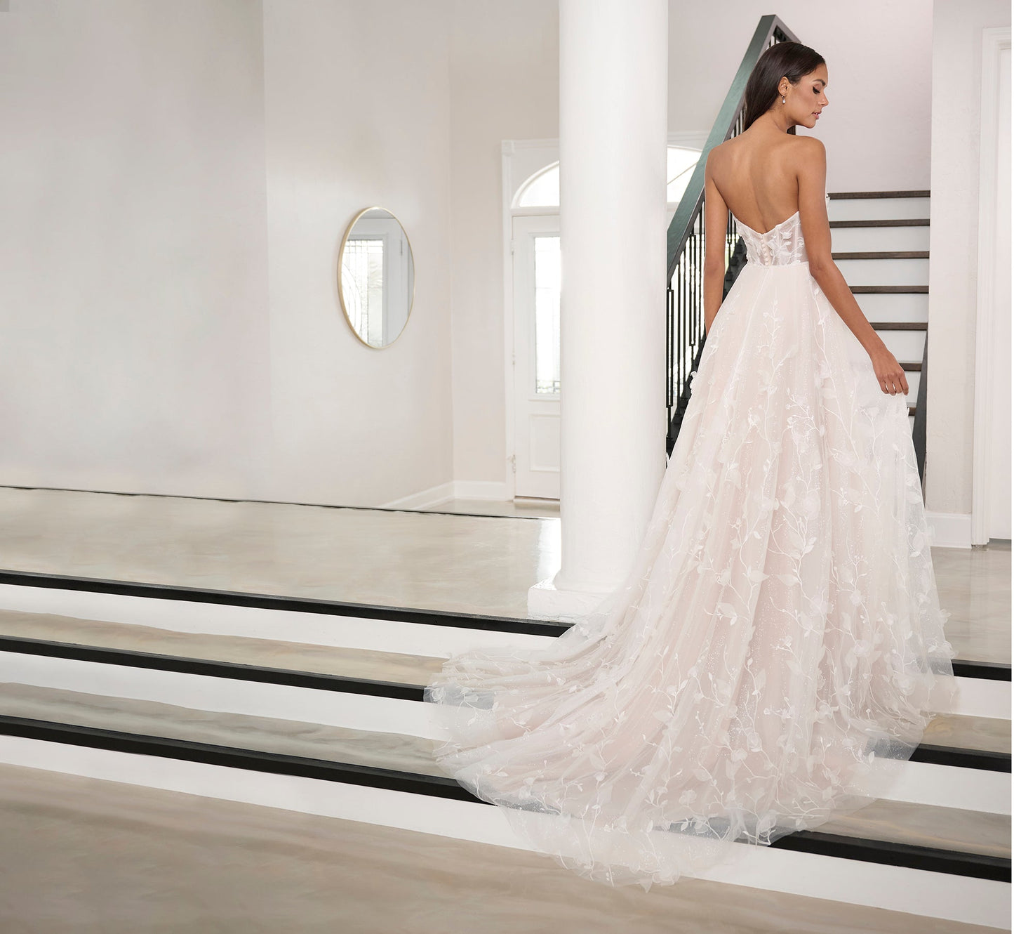 Tulle And Sparkle Tulle A-Line Gown In Ivory French Lilac