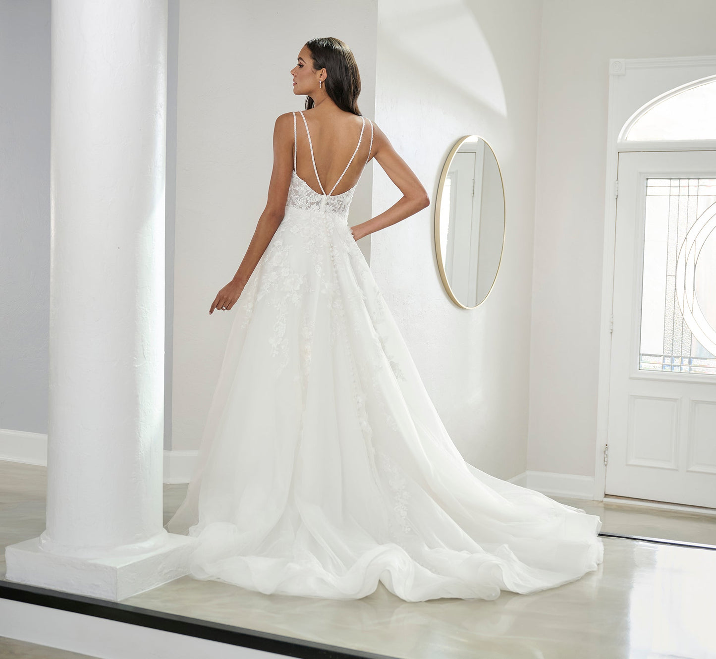 Tulle And Lace A-Line Gown In Ivory