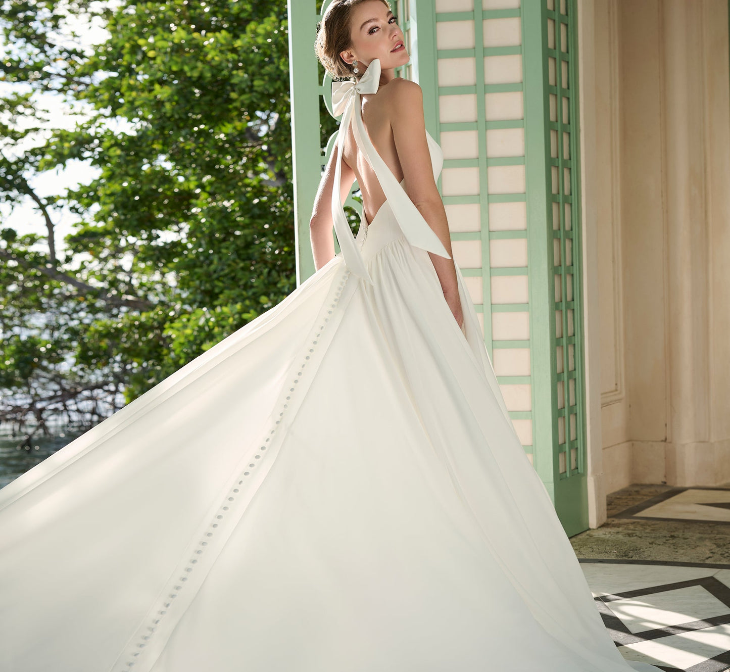 Georgette A-line gown in Ivory