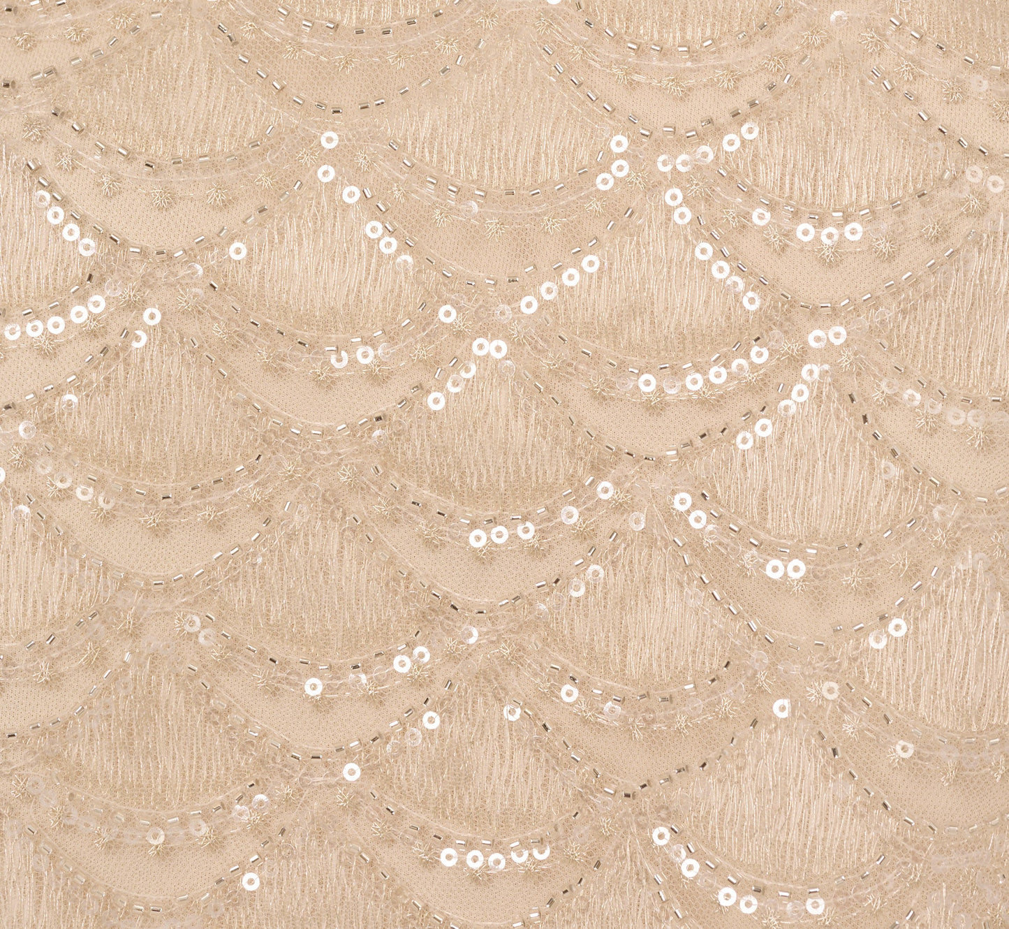 Short Sleeve Sequin Overlay Top In Pale Taupe