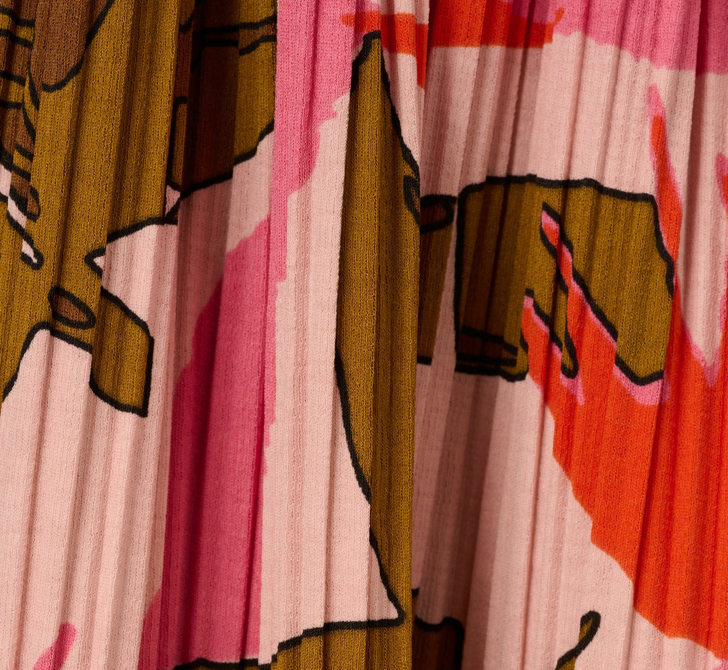 Micropleated Printed A Line Midi Skirt In Pale Mauve Botanic Flora