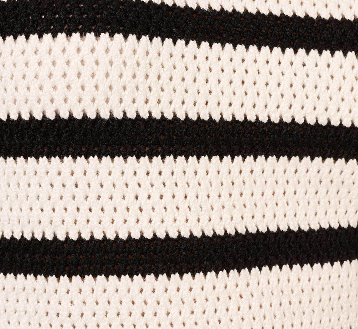 Flounce Sleeve Open Knit Sweater Top In Ivory Black