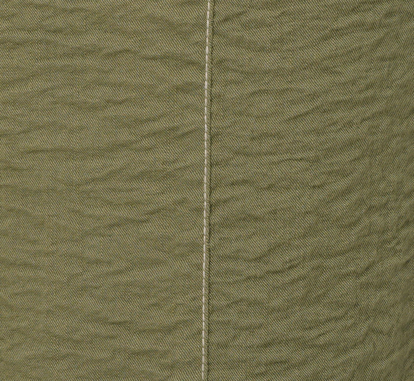 Contrast Stitching Crinkle Midi Pant In Oil Green Ivory