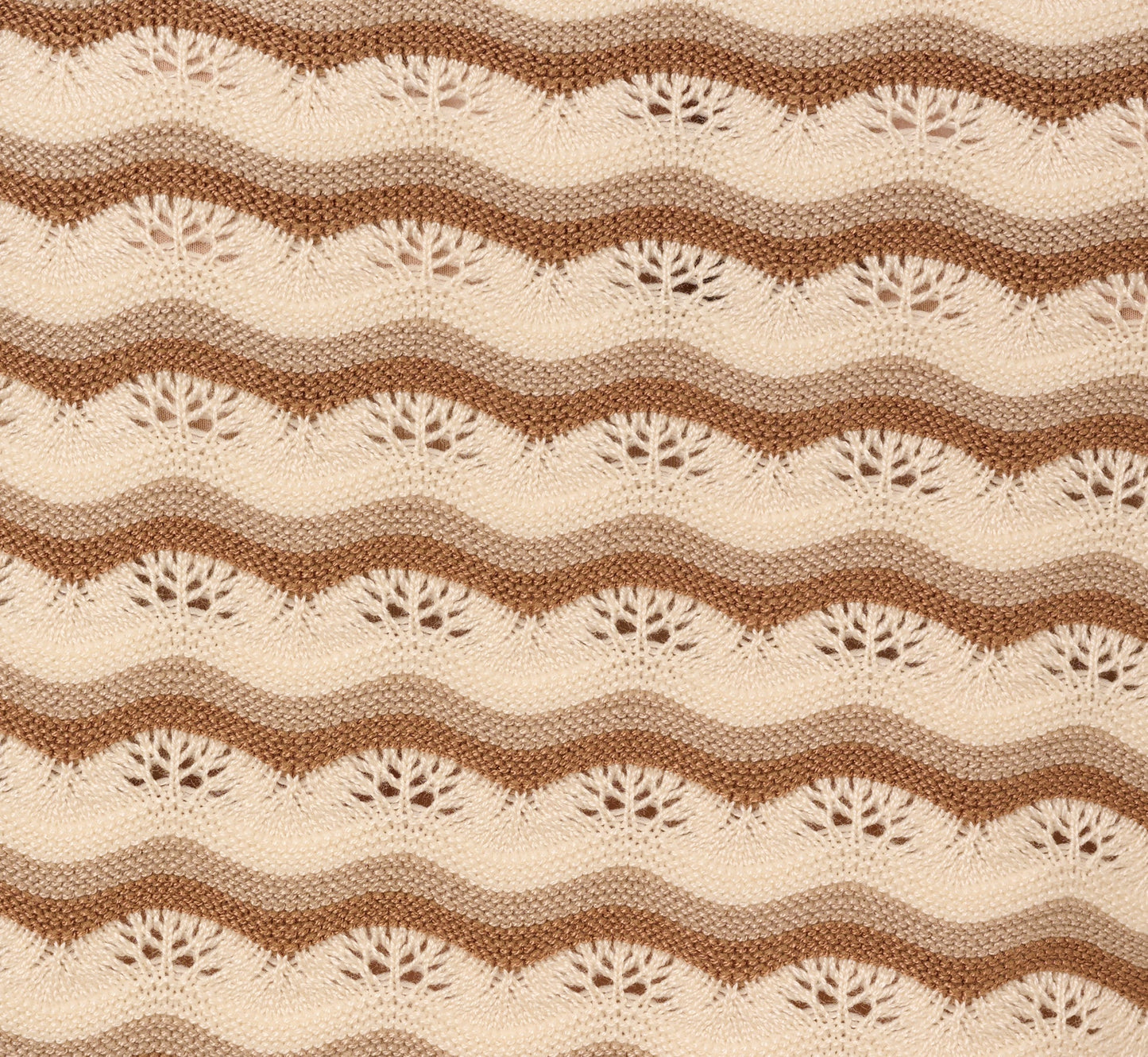 Cap Sleeve Wavy Pointelle Knit Top In Neutral Combo