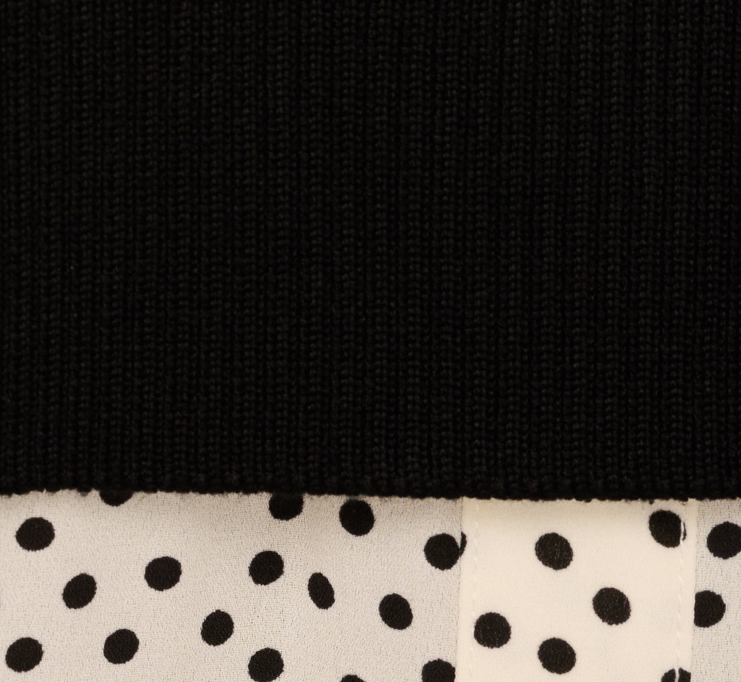 Long Sleeve Collared Printed Twover Sweater In Black W Cream Abstract Dot