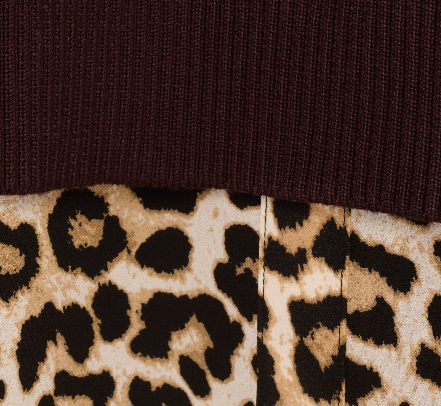 Long Sleeve Collared Printed Twover Sweater In Brownie W Bengal Cheetah