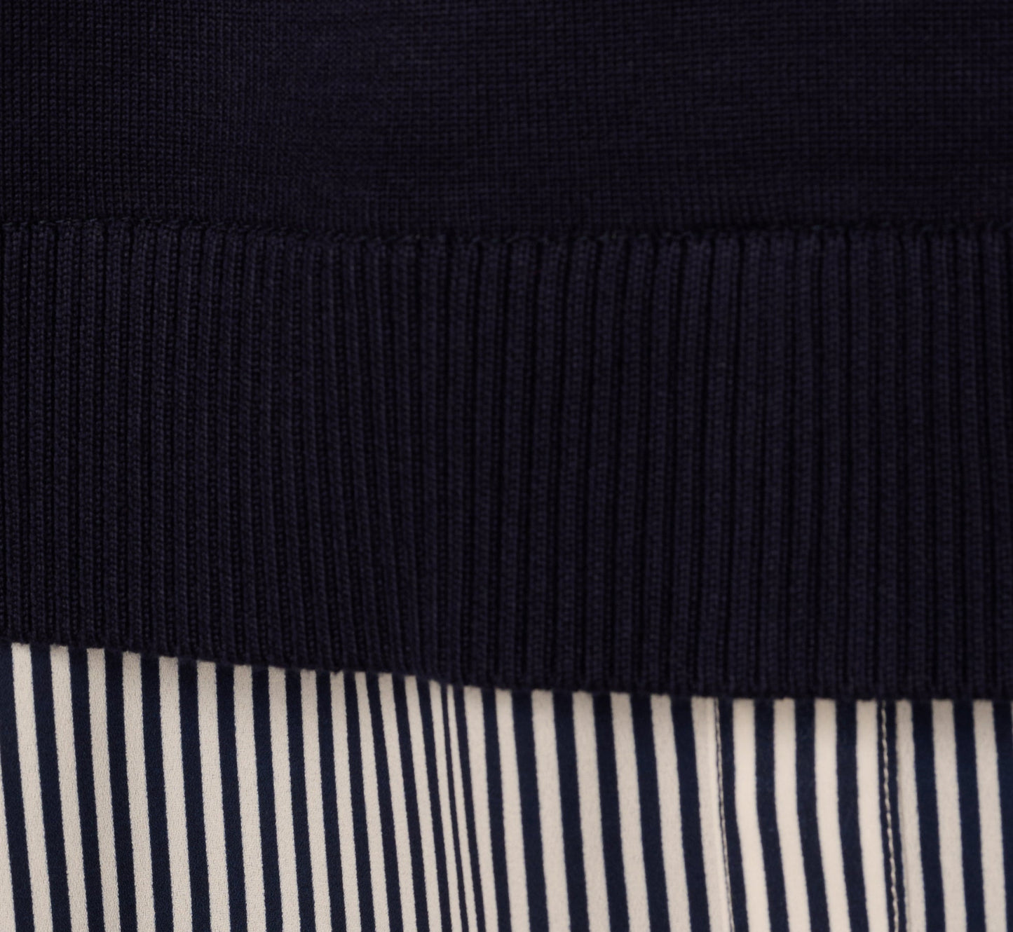 Long Sleeve Collared Printed Twover Sweater In Navy W Navy Small Stripe