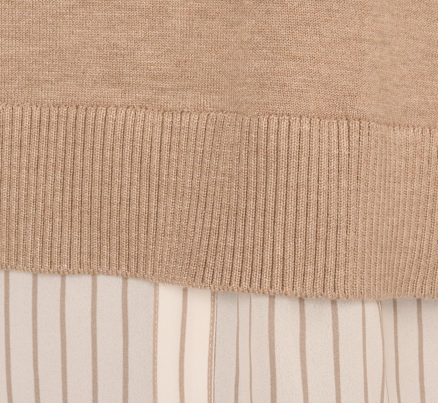 Long Sleeve Collared Printed Twover Sweater In H. Oatmeal W Staple Stripe