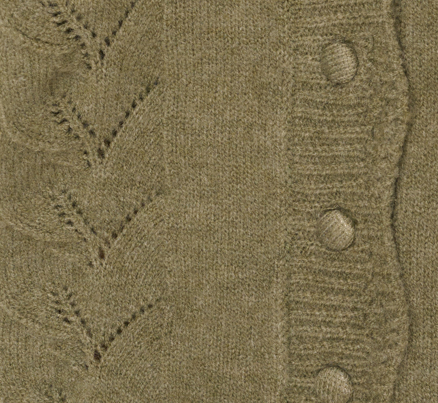 Long Sleeve Scalloped Pointelle Cardigan Sweater In Evergreen Fog