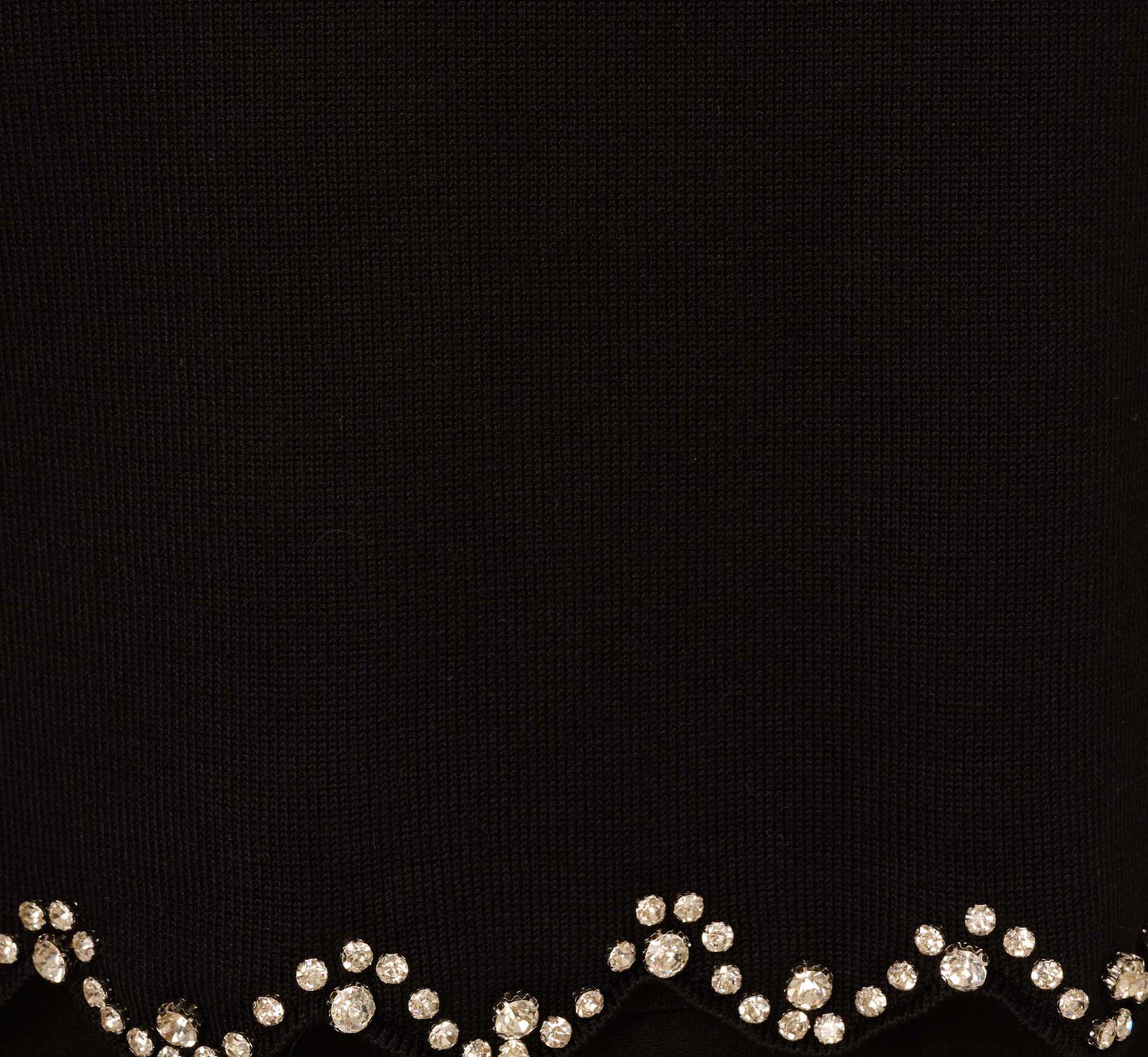 Short Sleeve Rhinestone Sweater Top In Black