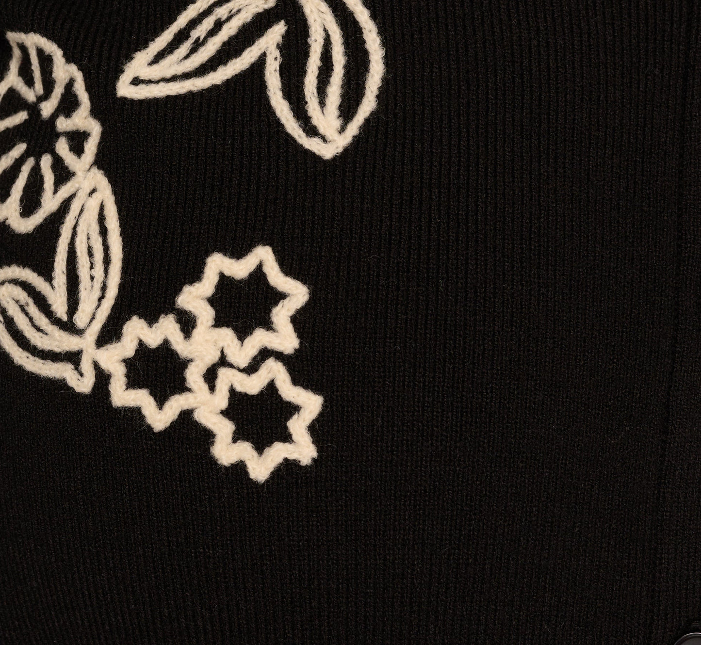 Floral Embroidered Cardigan Sweater In Black Cream