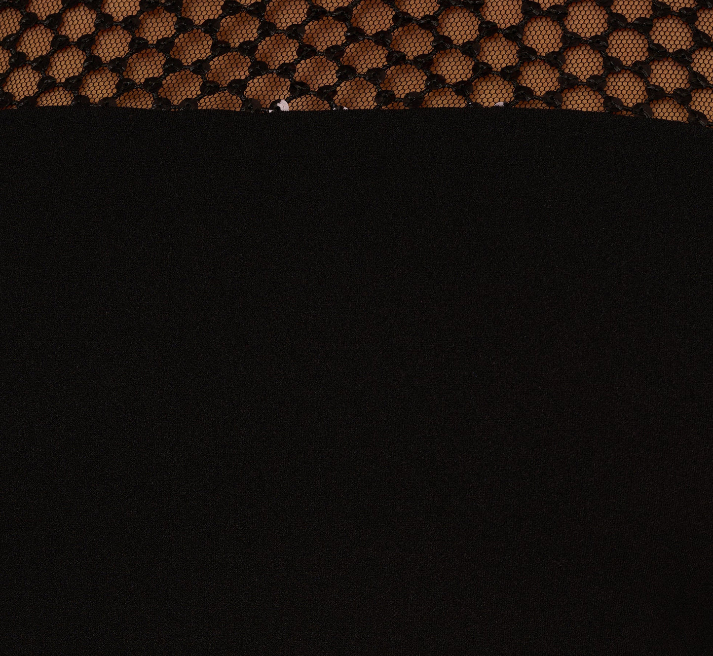 Long Sleeve Sequin Mesh Detail Jumpsuit In Black