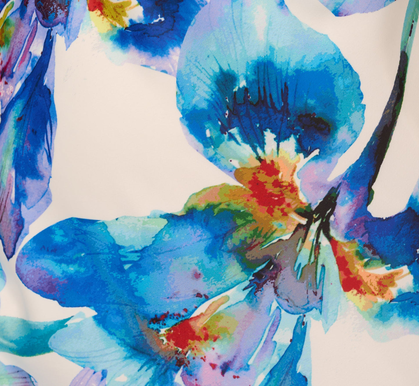 Embellished Strap Floral Satin Slip Dress In Blue Ivory Multi