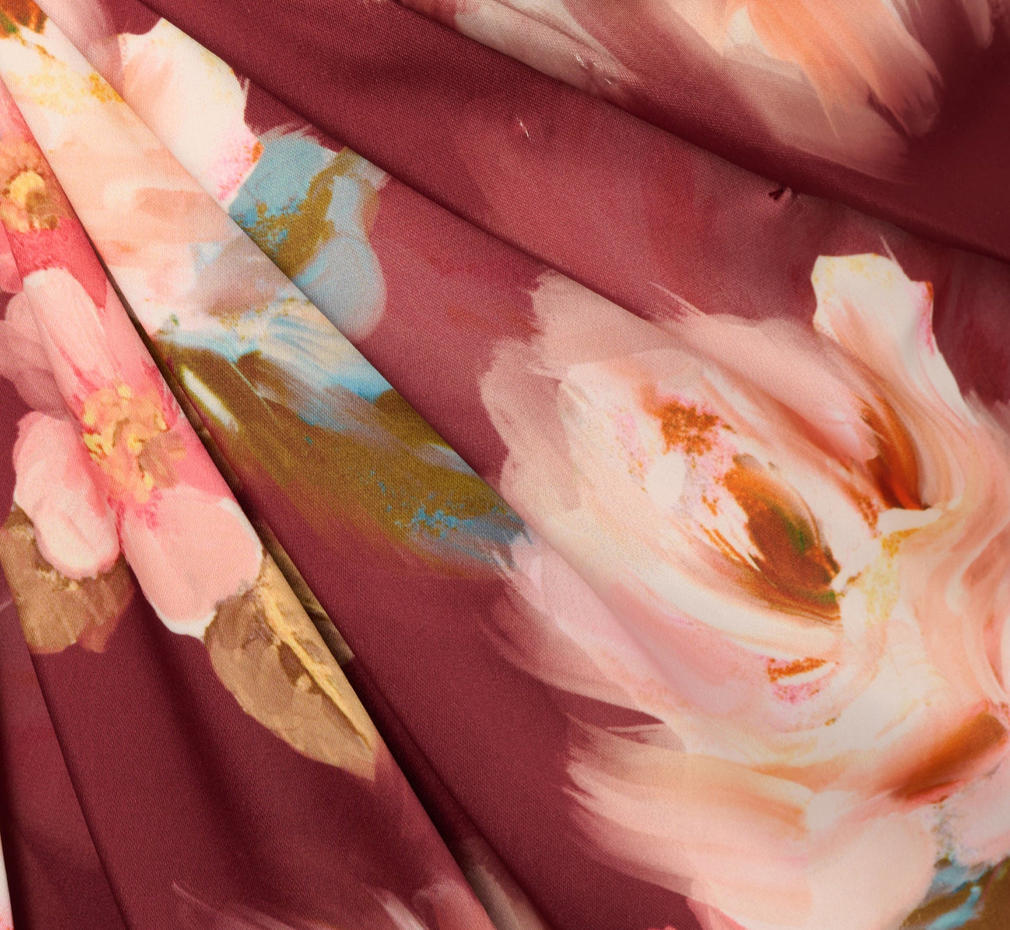 Floral Satin Twist Waist Halter Gown In Brown Multi