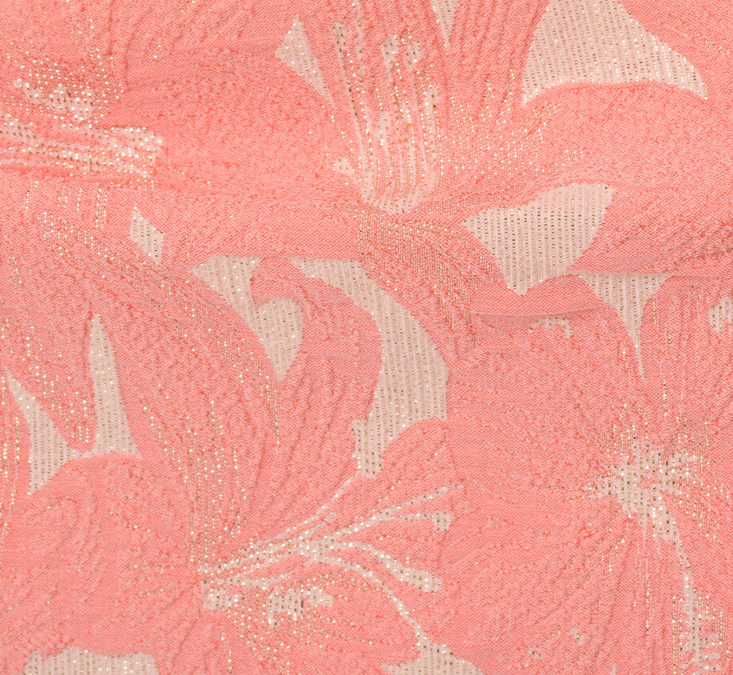 Hibiscus Jacquard Sheath Dress With Tucked Details In Light Coral