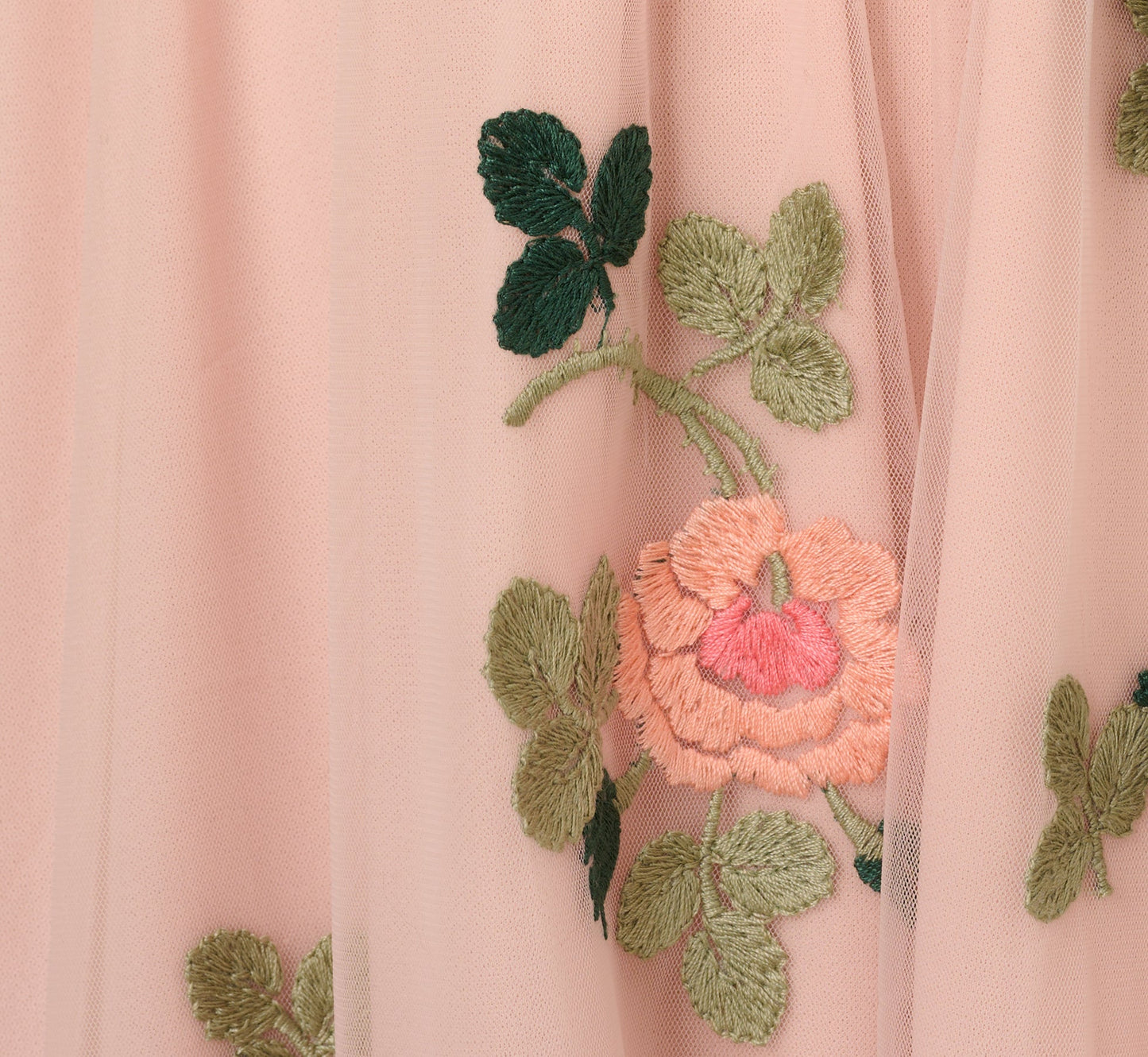 Floral Embroidered Maxi Dress With Sheer Flutter Sleeves In Blush Multi