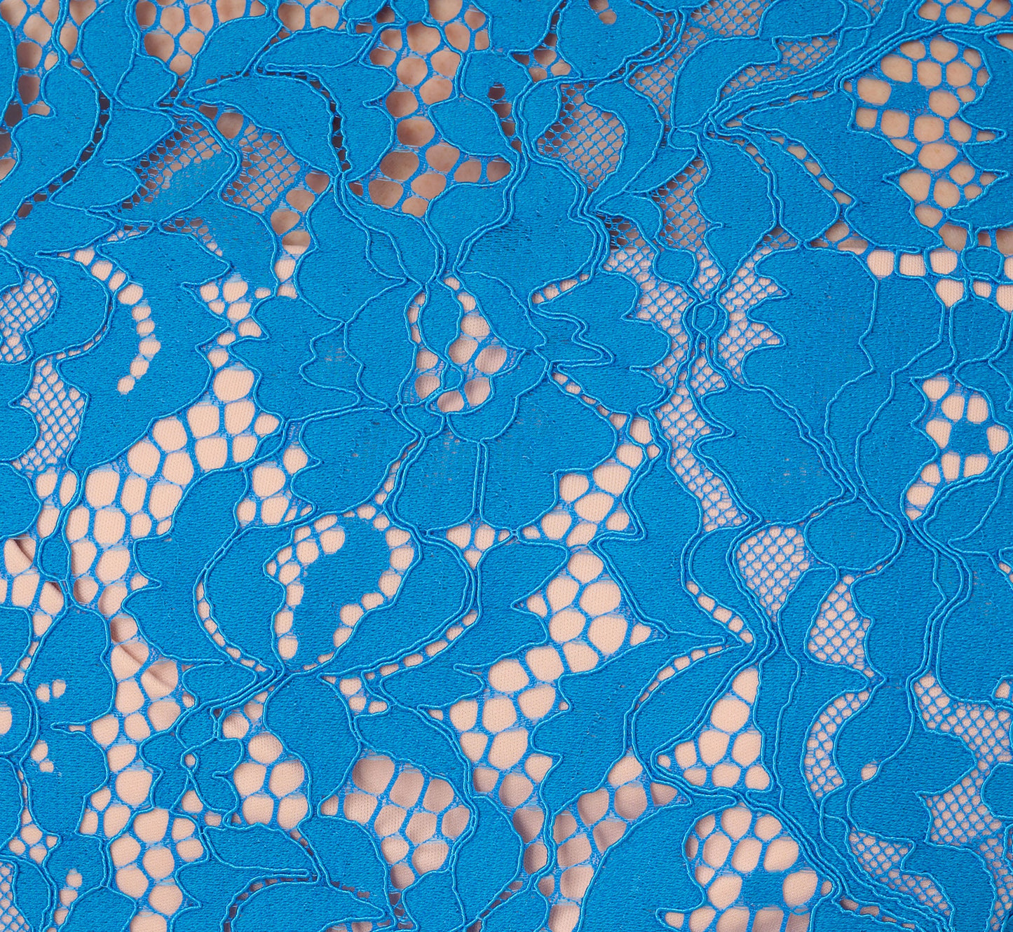 Short Sleeve Belted Lace Midi Dress In Blue Wave