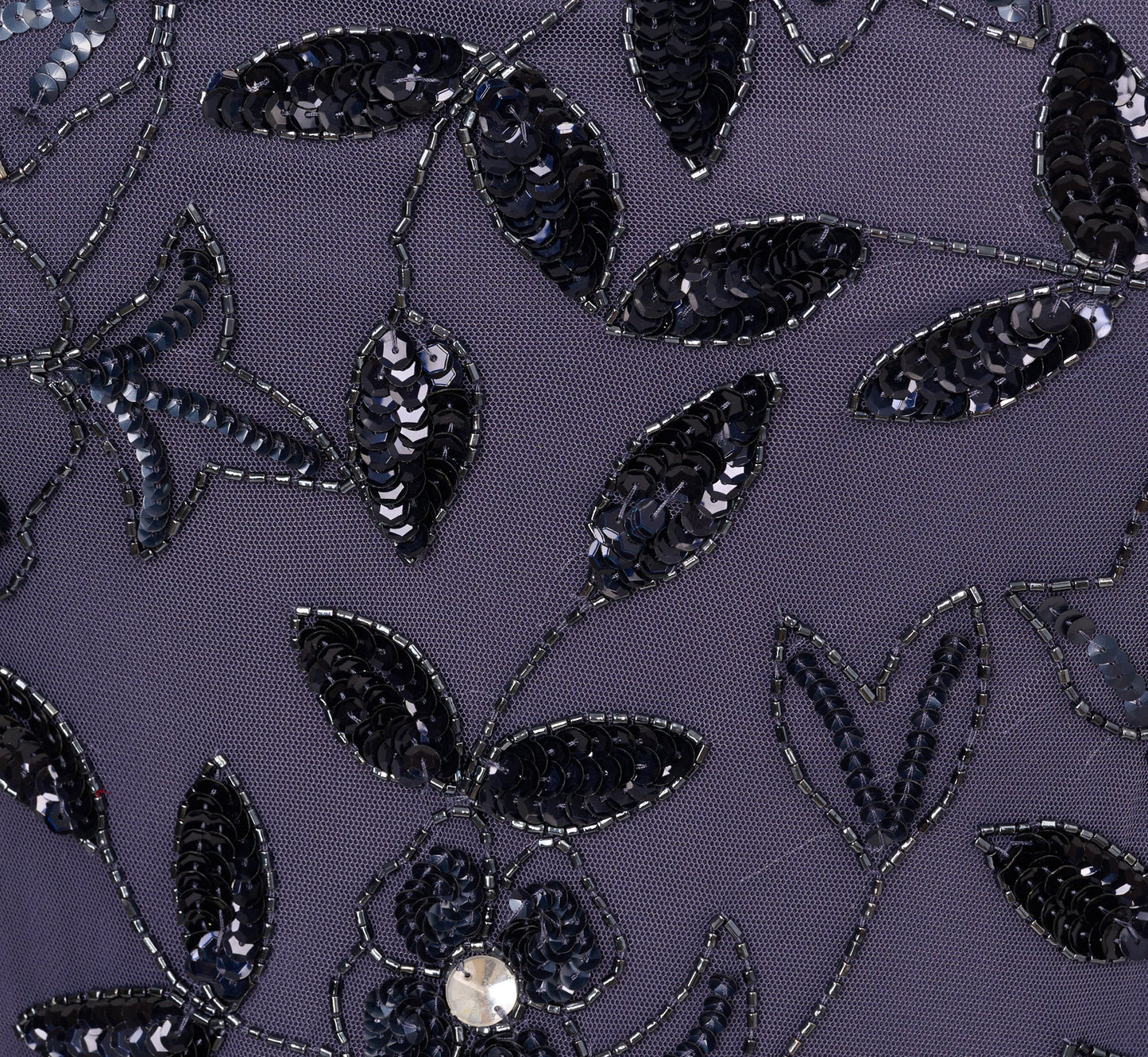 Plus Size Hand Beaded Short Sleeve Floral Godet Gown In Smoky Peri