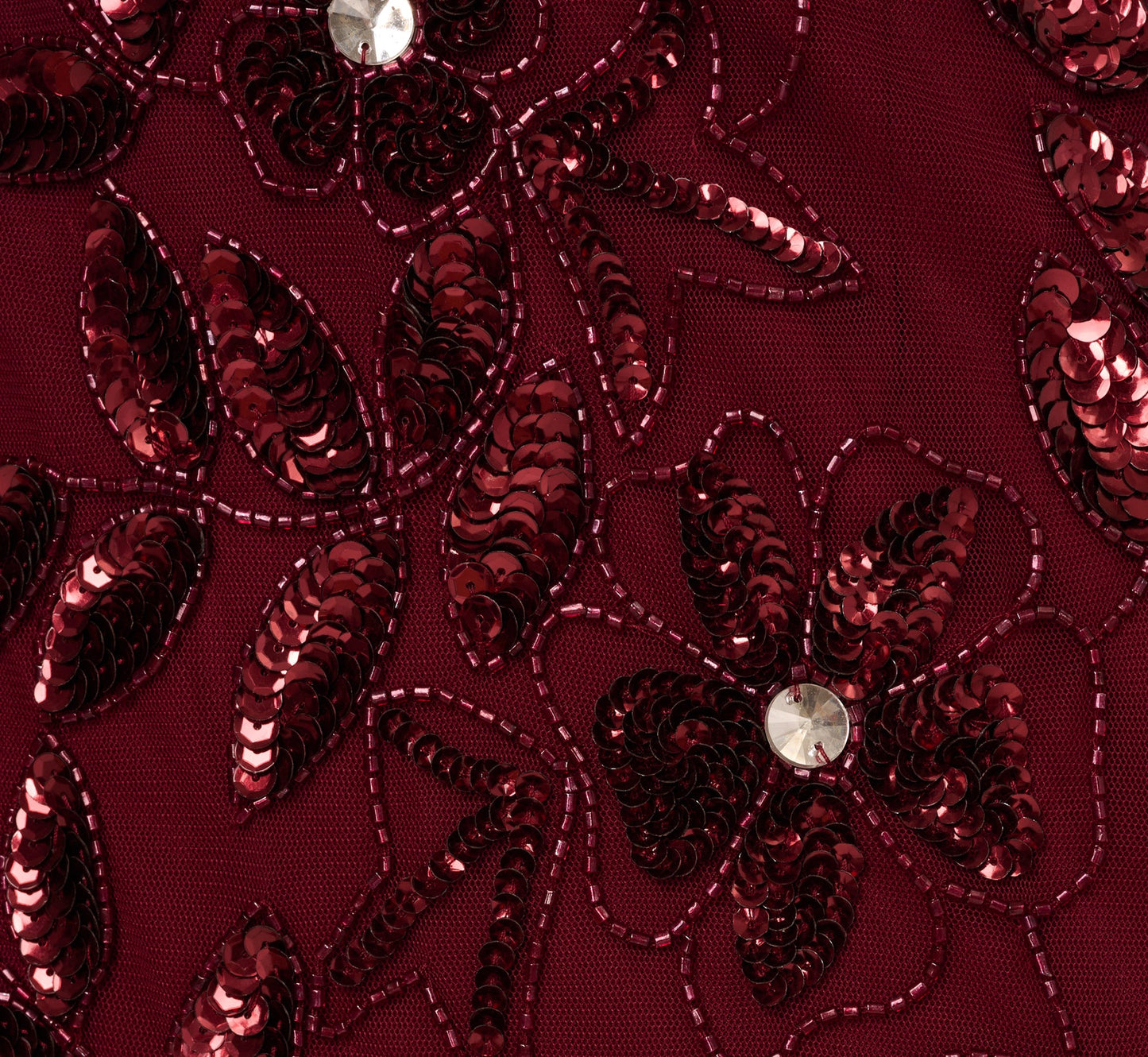 Hand Beaded Short Sleeve Floral Godet Gown In Mahogany