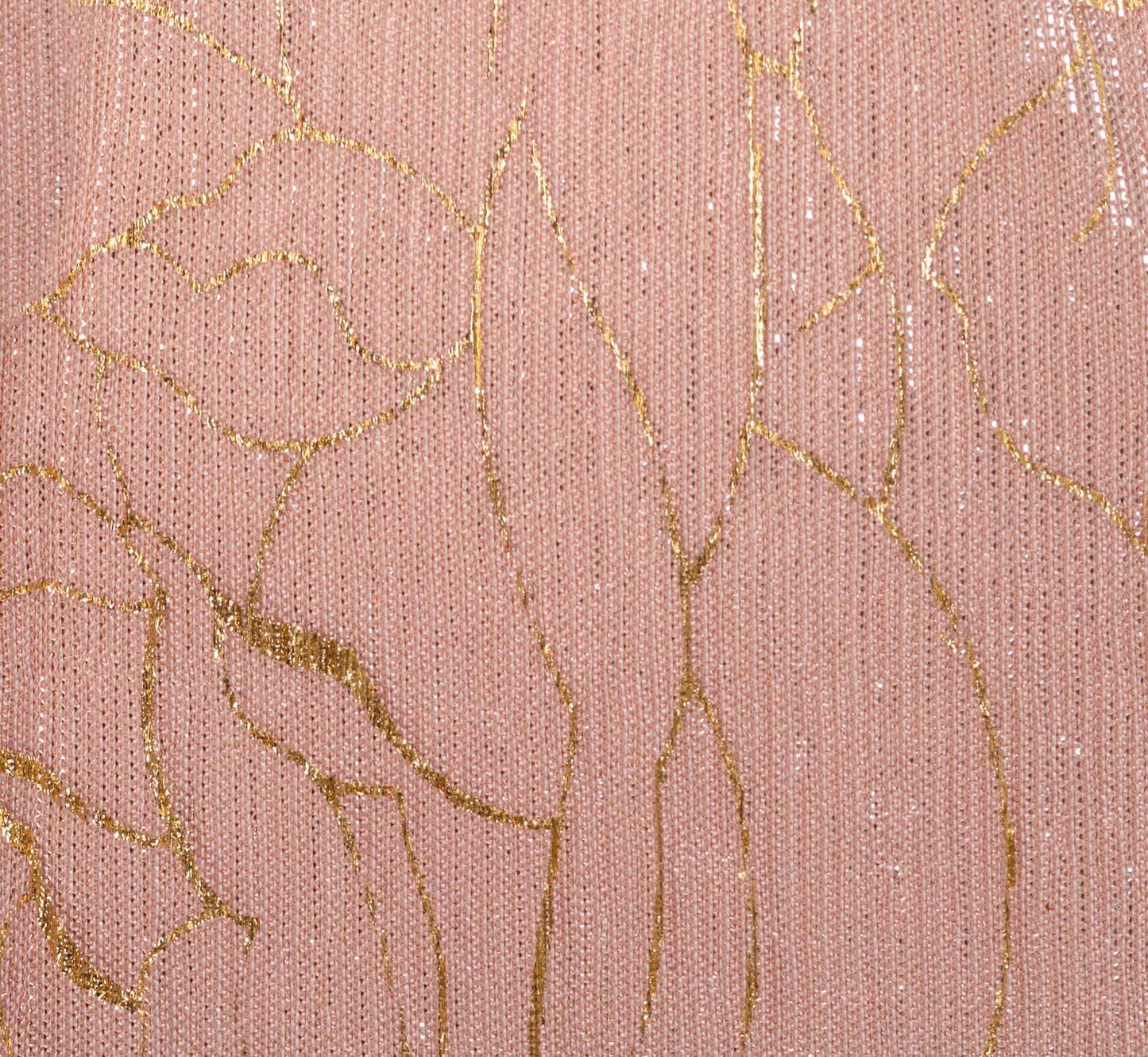 Plus Size Metallic Mesh Draped Gown In Rose Gold