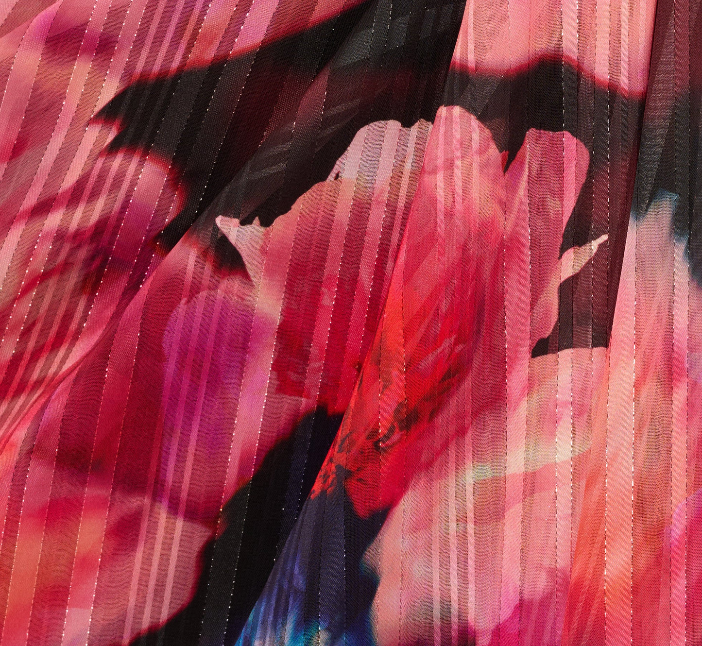 Floral Print Chiffon Gown With One Shoulder Neckline In Black Berry