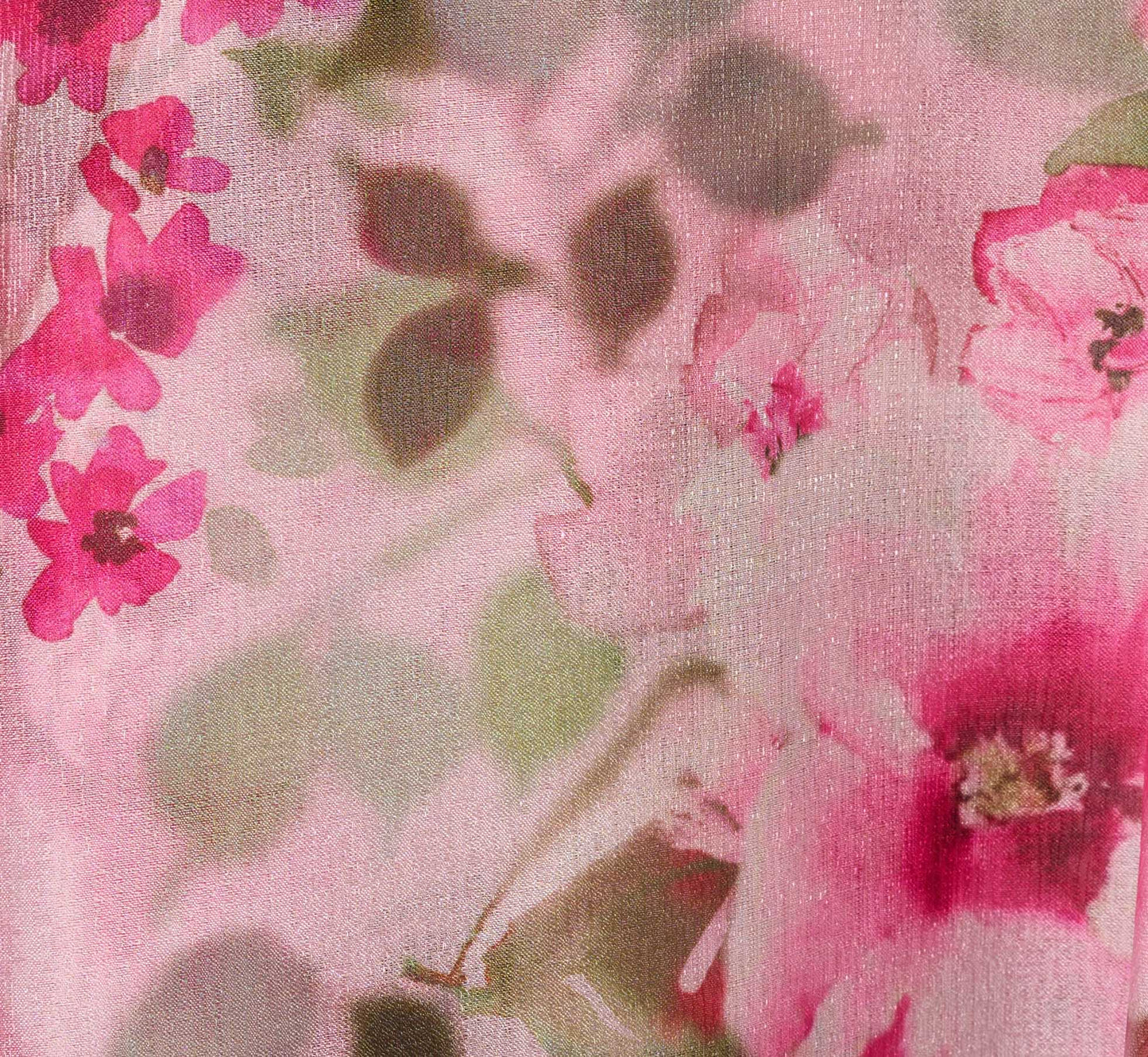 Floral Print Organza Midi Dress With One Shoulder Neckline In Pink Multi