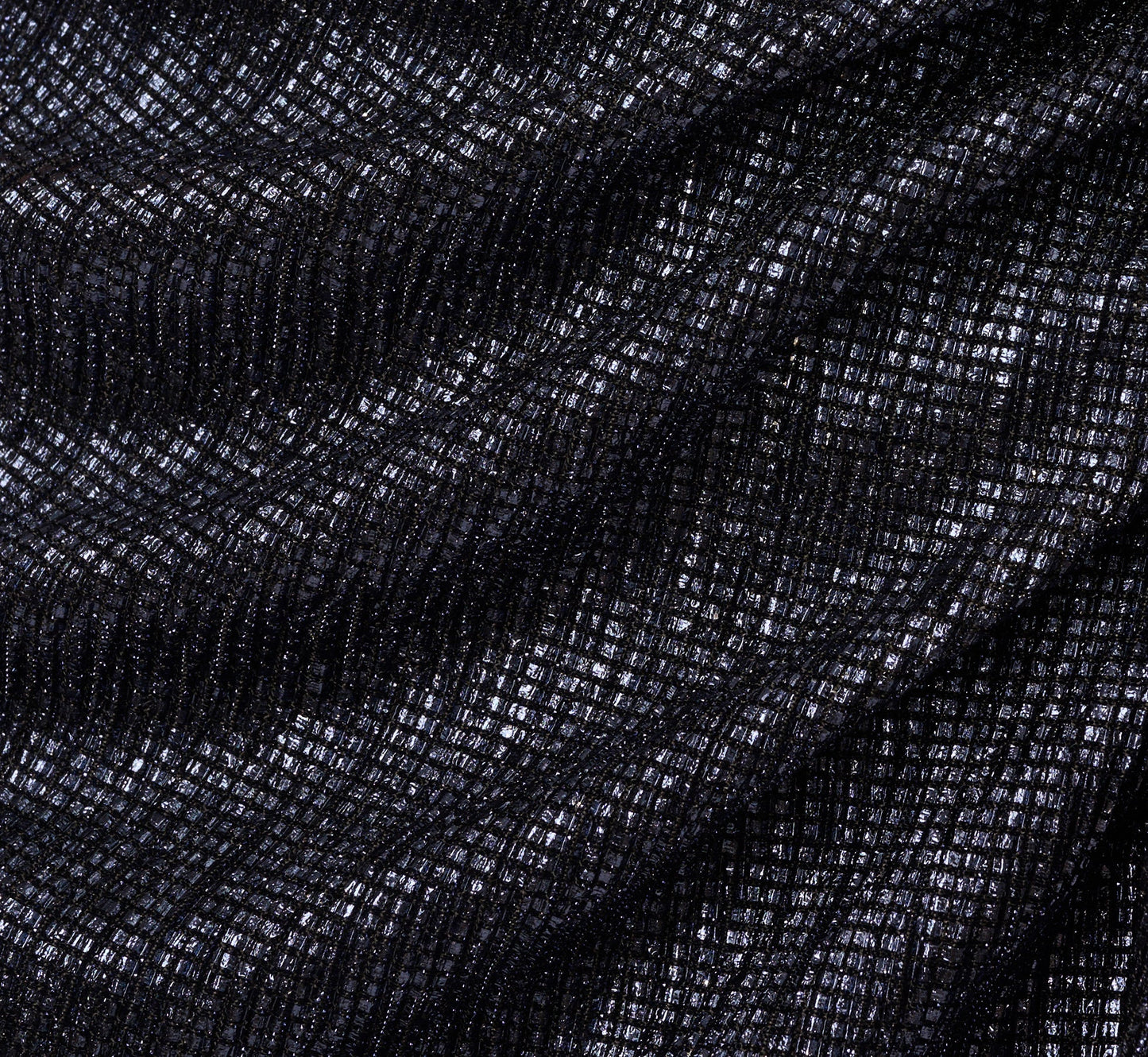 Draped Metallic Foil Long Dress In Navy