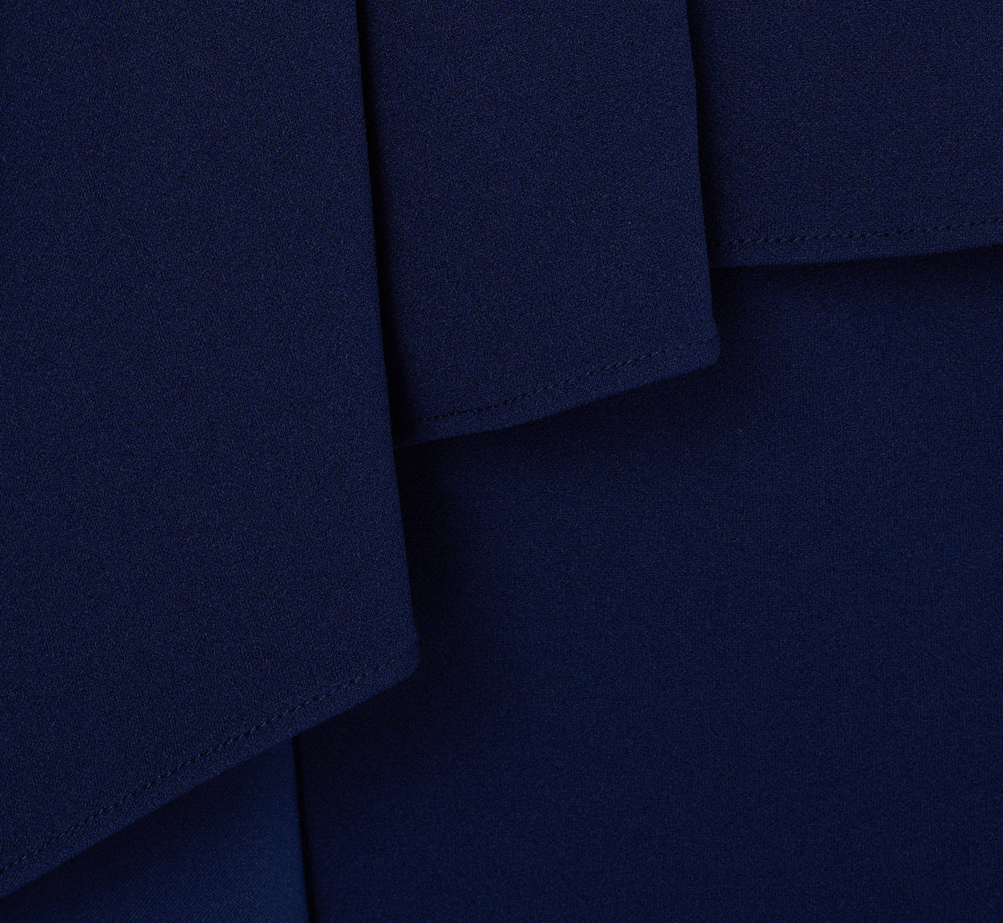 Cap Sleeve Draped Peplum Gown In Navy Sateen