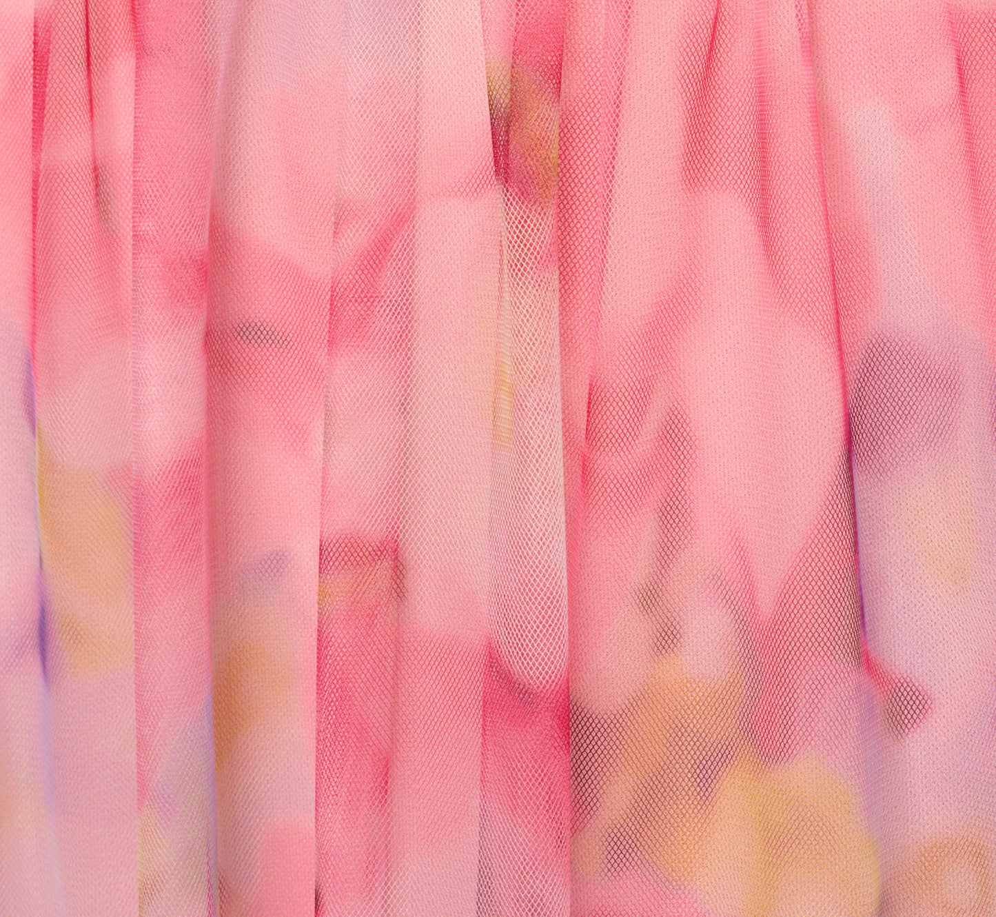 Plus Size Off Shoulder Watercolor Print Tulle Gown In Pink Multi