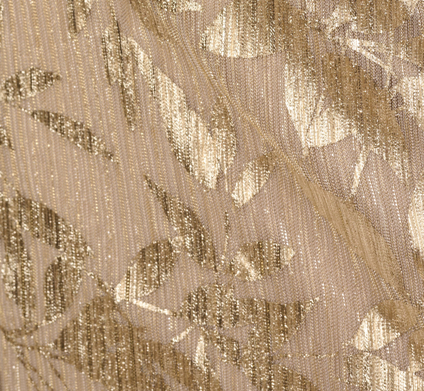 Off Shoulder Foil Leaf Mermaid Gown In Champagne Gold