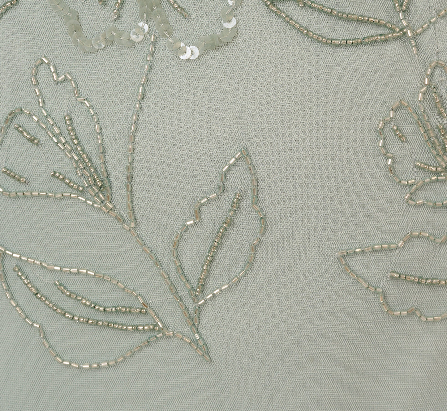 Plus Size Flutter Sleeve Floral Beaded Blouson Gown In Aqua Dust