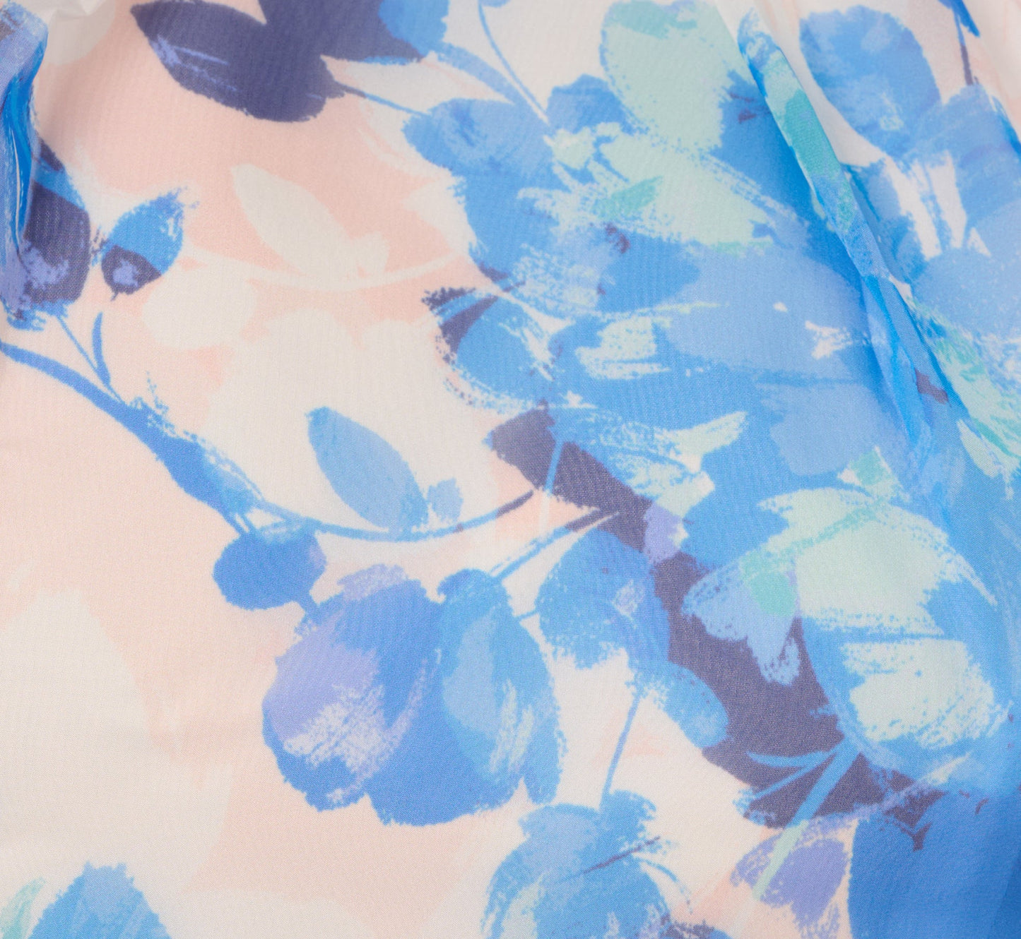 Sleeveless Floral Organza High Low Dress In Blush Blue Multi