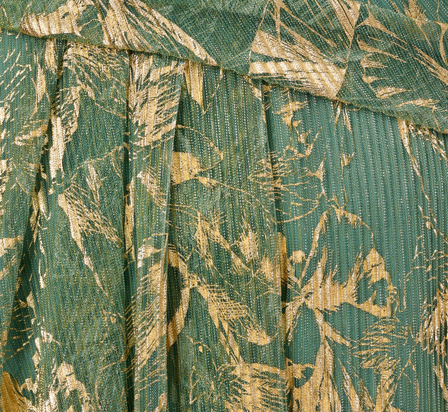 Plus Size Sleeveless Metallic Crinkle Midi Dress In Sage Gold