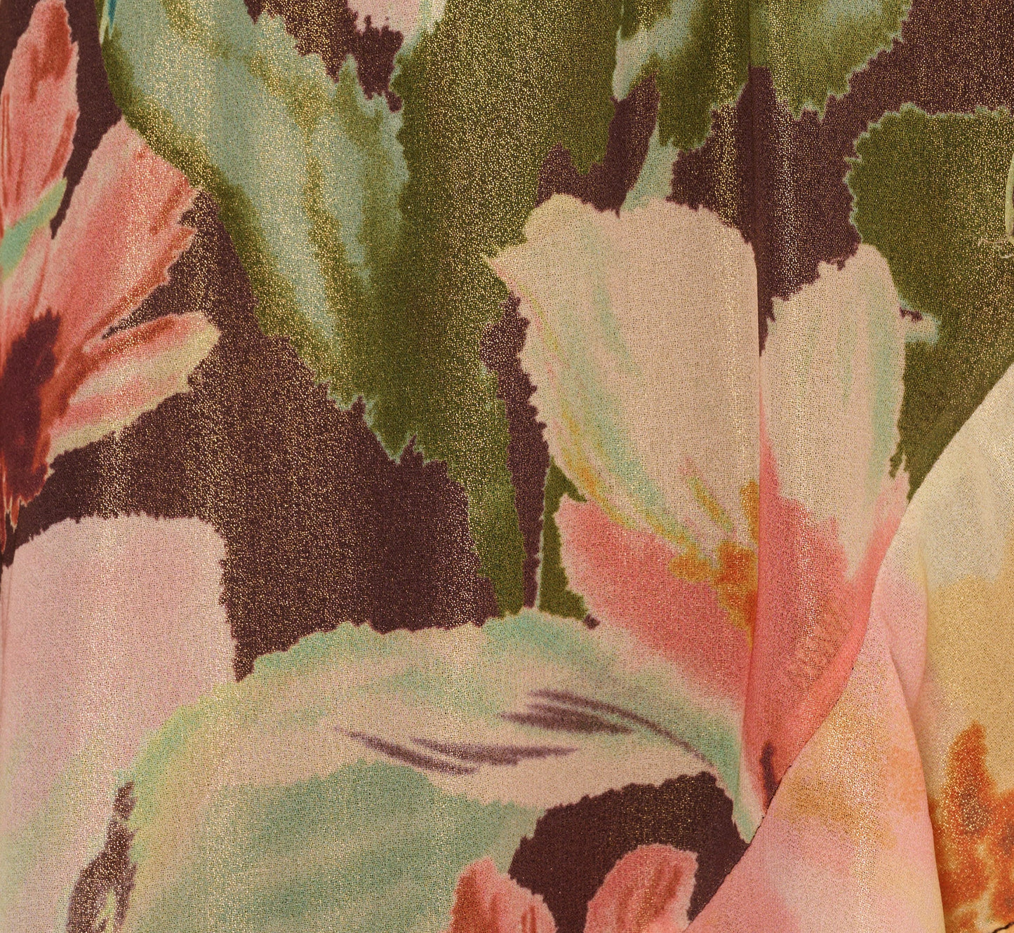 Flutter Sleeve High Low Midi Wrap Dress In Brown Multi