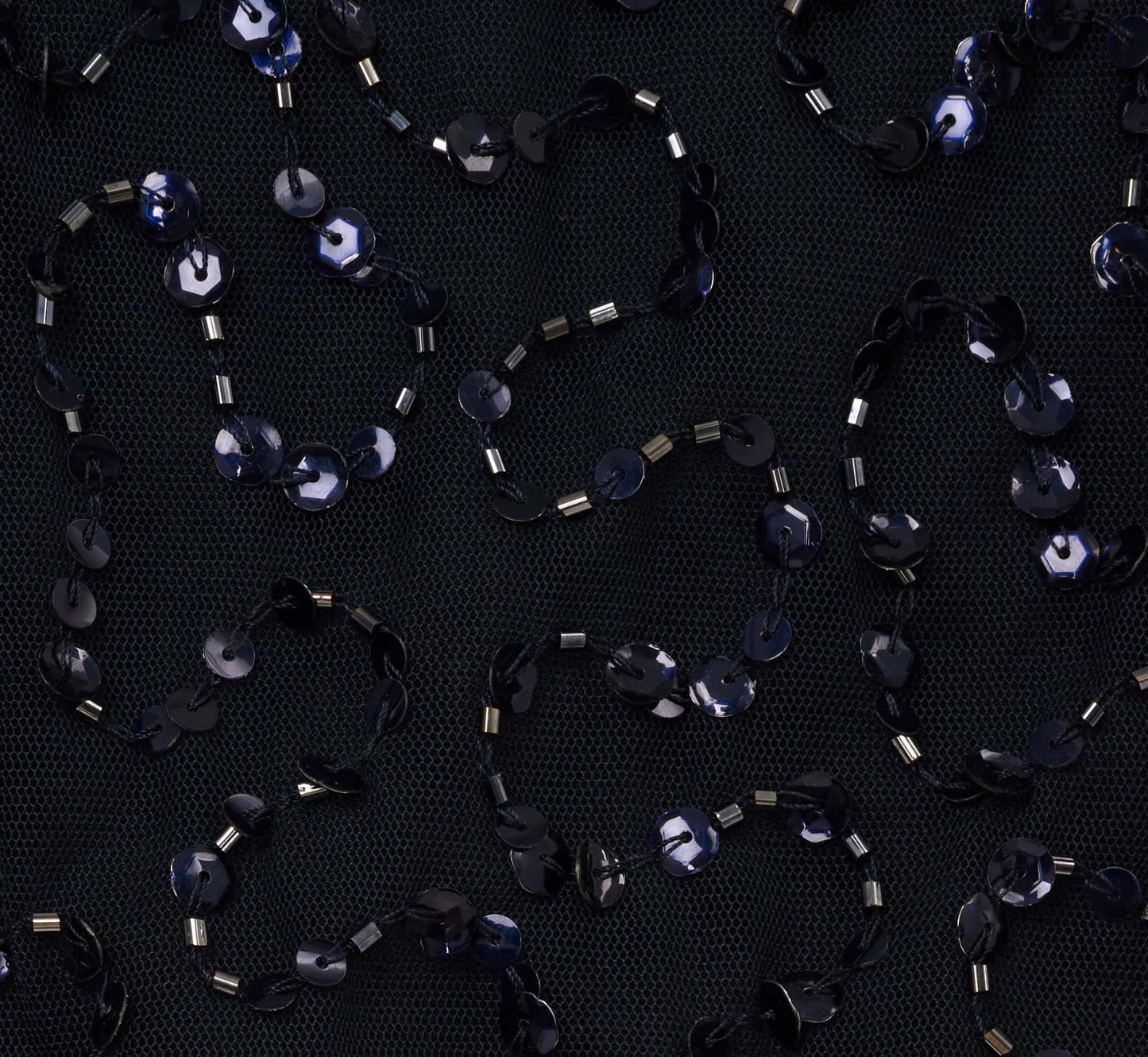 Short Sleeve Beaded Floral Embroidery Gown In Midnight Multi