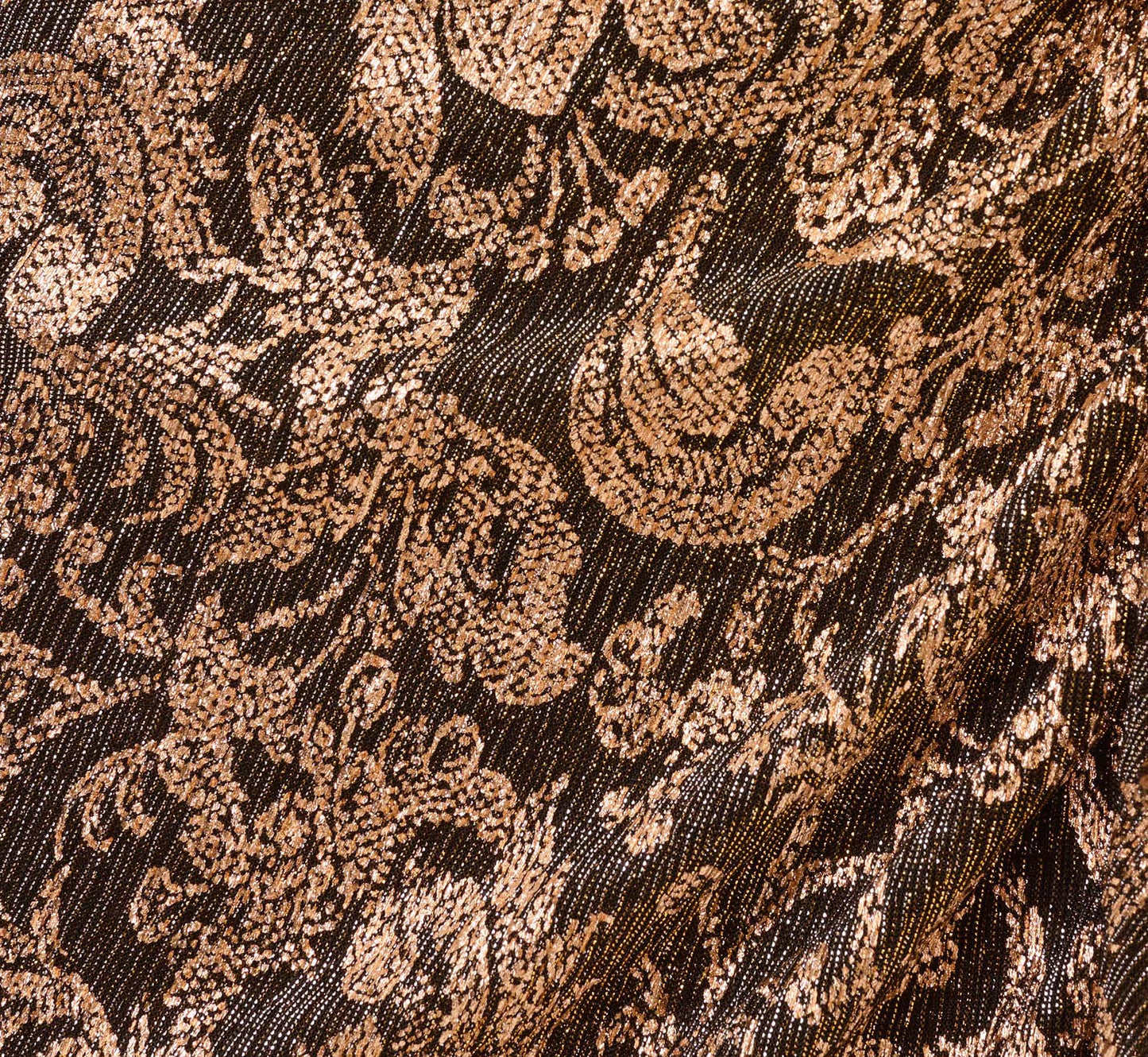 Sleeveless Asymmetrical Damask Metallic Gown In Chocolate