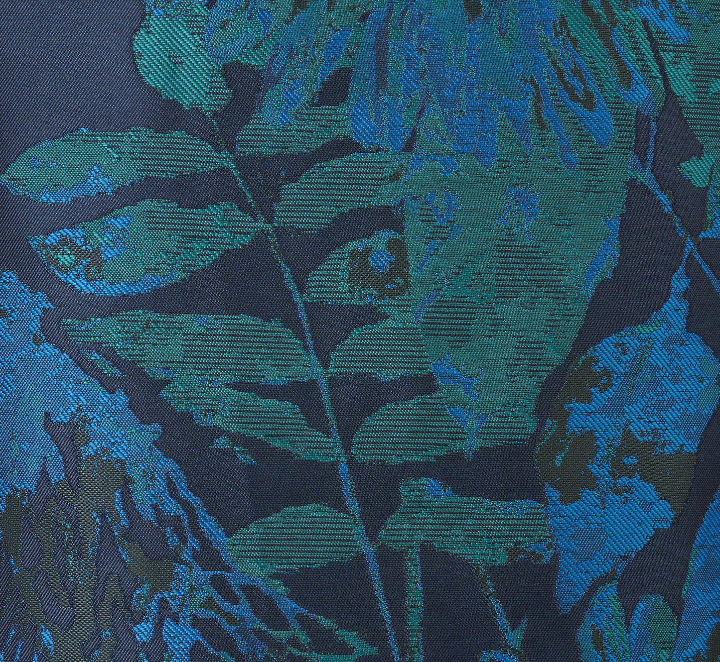 Plus Size Ruffle Floral Jacquard High Low Gown In Cobalt Multi