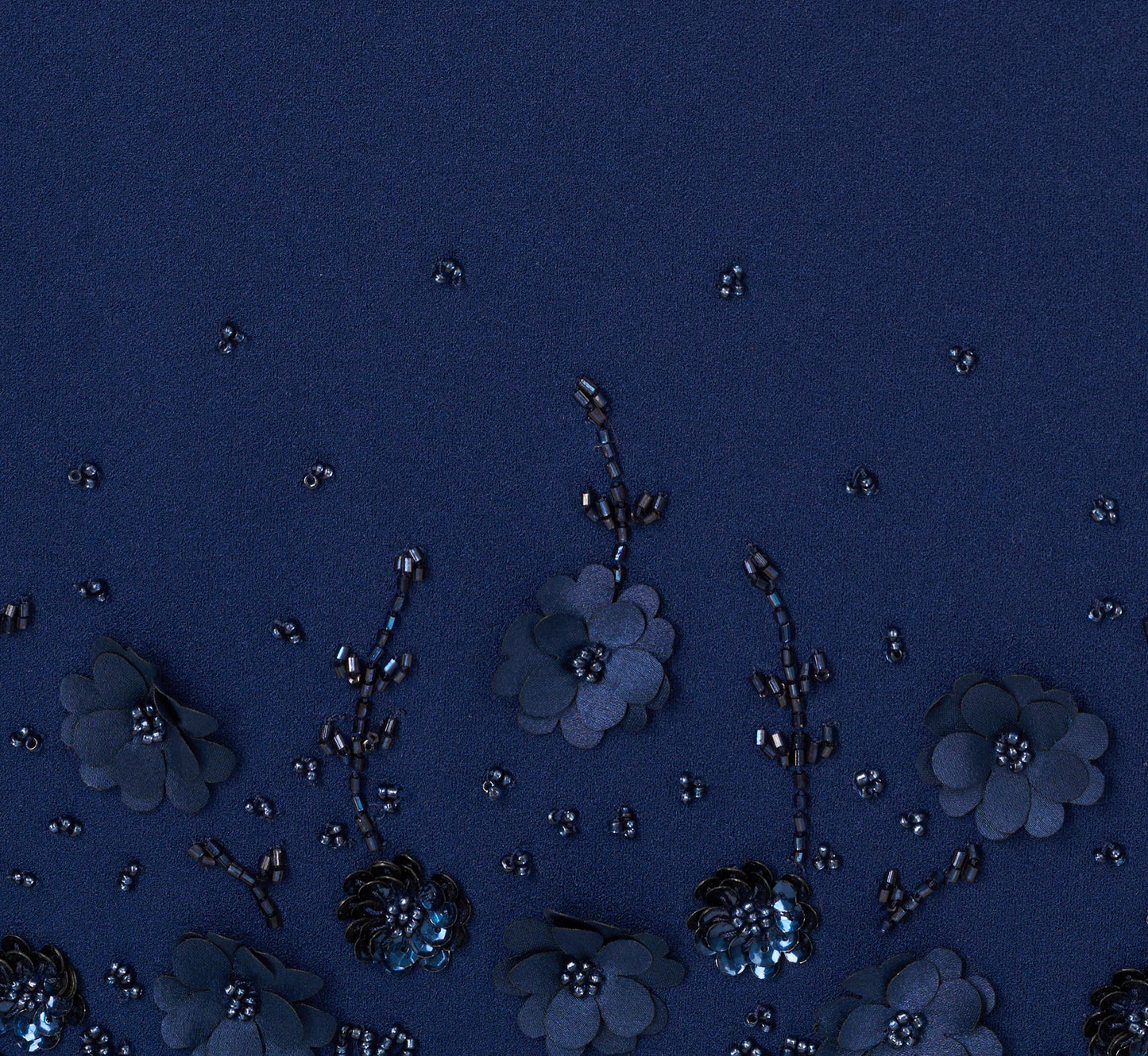 Sleeveless Beaded Organza Hem Halter Midi Dress In Navy