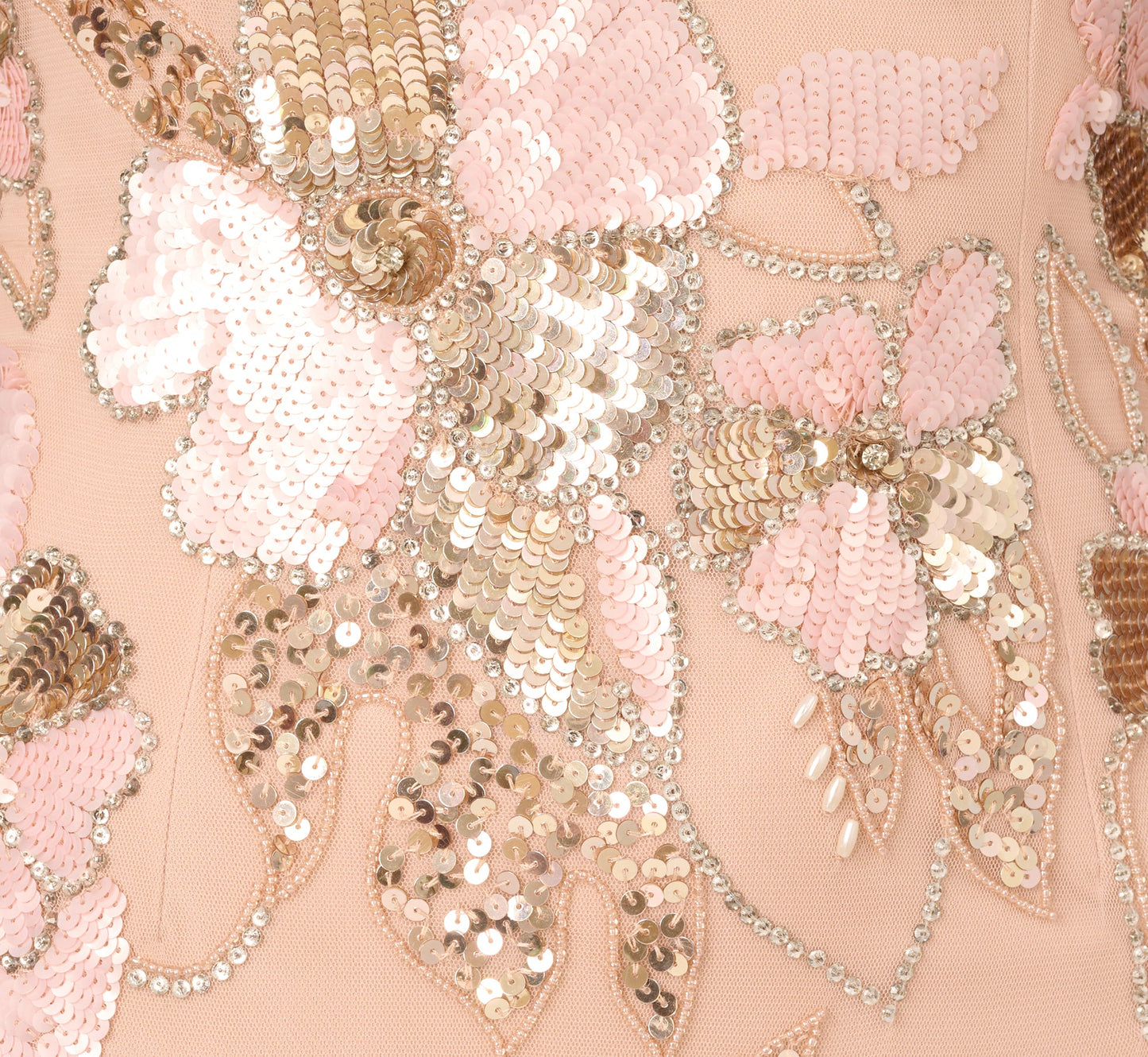 Sleeveless Square Neck Floral Beaded Column Gown In Pink