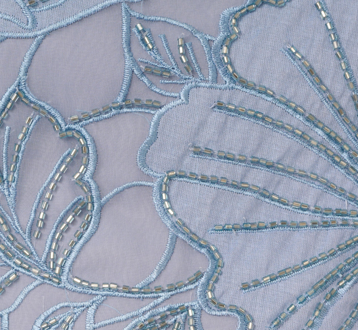 Strapless Floral Embroidered High Low Midi Dress In Blue Cloud