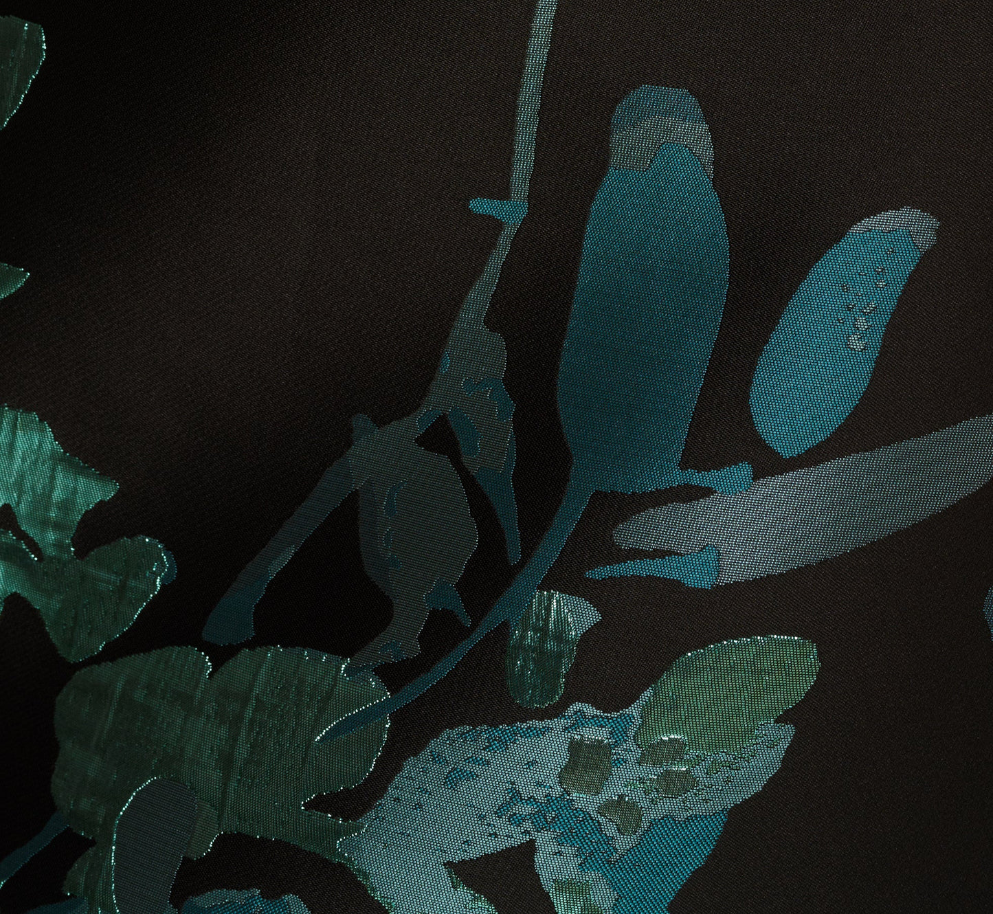 Sleeveless Metallic Floral Jacquard Gown In Black Teal