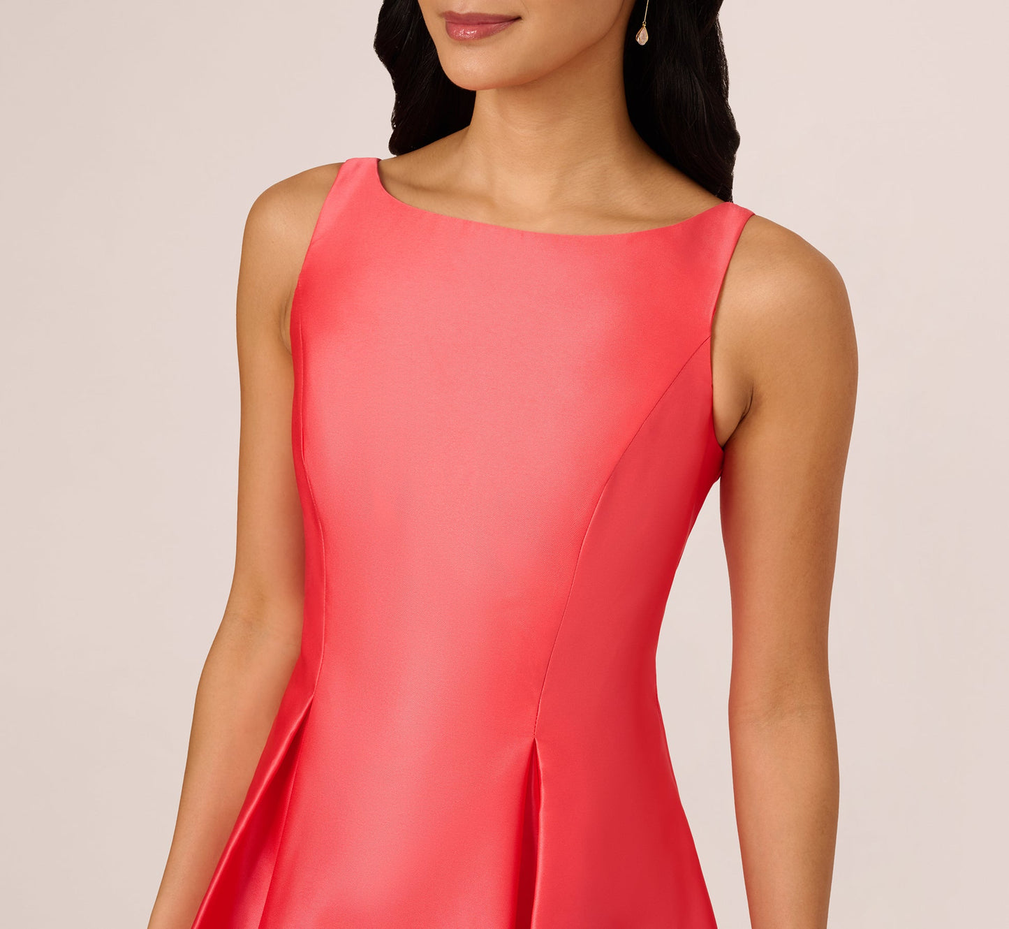 Sleeveless Mikado Fit And Flare Midi Dress With V-Back In Desert Flower