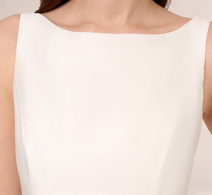 Sleeveless Mikado Fit And Flare Midi Dress With V-Back In Ivory