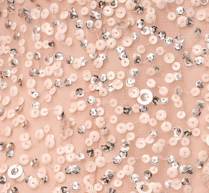 Scoop Back Sequin Gown In Blush