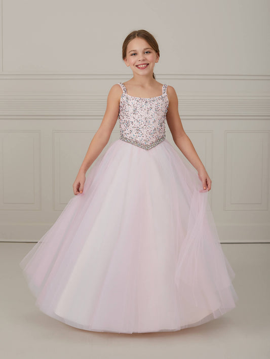Hand-Beaded Layered Tulle A-Line Gown